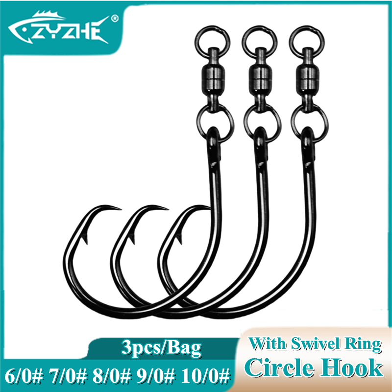 Fishing Hook Barbless - ZYZHE 3/6/9개 스위블 링이 있는 원형